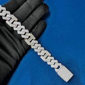 Pulsera Cubana de Plata de Ley 925 Chapada en Oro de Dos Tonos de 16 mm con Diamantes de Moissanita VVS, Disponible al Mejor Precio - Product Image 2