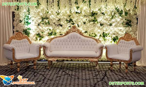 Chaise de mariage italienne pour le marié Ensemble de canapés de scène de mariage en bois abordable Ensemble de canapés de scène de mariage indien en argent - Product Image 2