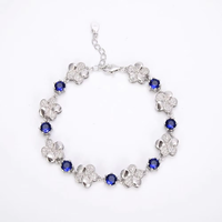 925 Sterling Silber Blumen-Armband mit Rubin-Zirkonia Verstellbarer Armreif Feiner Schmuck für Frauen Geschenk Großhandel