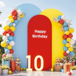 Couverture d'arche en Spandex élastique rose bleu pour décoration murale de fête de 8ft toile de fond de mariage d'anniversaire de douche nuptiale de luxe pour les fêtes - Product Image 1