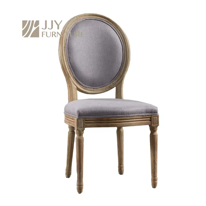 JJY-YHY-O001 kursi Barok Perancis mewah, kursi belakang bulat dengan bingkai kayu Solid untuk ruang makan Formal
