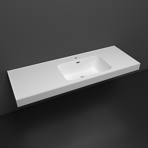 Lavabo de Baño de Piedra Artificial Blanca Moderna de Alta Gama - Lavabo Rectangular Elegante con Borde Delgado para Hoteles de Lujo - Product Image 1