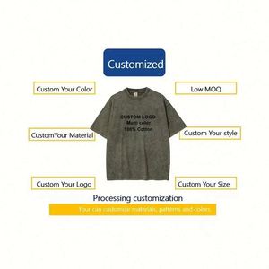 Design 250gms Men's T-<b>Shirt</b> Custom Logo Printed Vintage Acid- Washed Polyester Cotton Oversized & Heavyweight Design - Product Image 4