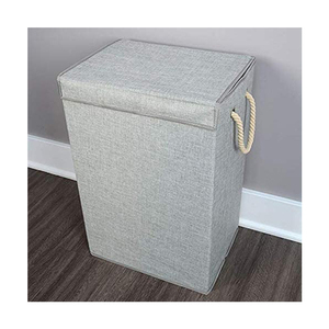Leinenstoff 72L Faltbarer Aufbewahrung skorb Behälter Kleidung Organizer Faltbarer Wäsche korb mit Deckel und Griff Wäsche korb - Product Image 1