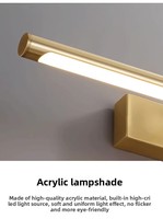 Éclairage LED pour miroir de salle de bain en cuivre, trois couleurs, commandé par bouton, tension universelle, lumière d'appoint pour miroir de maquillage et coiffeuse