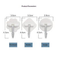 Crochet adhésif en plastique à colle intégrale, blanc, style moderne et minimaliste, design à crochet unique, pour suspendre clés, rangement, portes, forme carrée