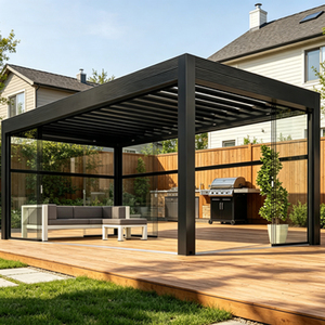 OEM Aluminum Louvered Roof Bioclimatic Motorized Gazebo Custom Color Ral Powder Coated Waterproof <b>Outdoor</b> Balcony Terrace - Product Image 4