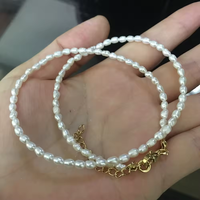 Mini collier ras du cou en perles d'eau douce de riz pour femmes 14-22 pouces 3mm colliers de mariage perlés pour les fêtes fiançailles femmes