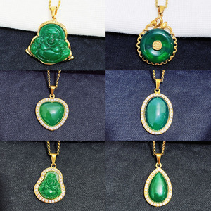 สร้อยคอเพชรจี้<span class=keywords><strong>พระ</strong></span>สำหรับผู้หญิง,สร้อยคอเสริมฮวงจุ้ยสไตล์จีนจี้หยกสเตนเลสสีทอง - Product Image 4