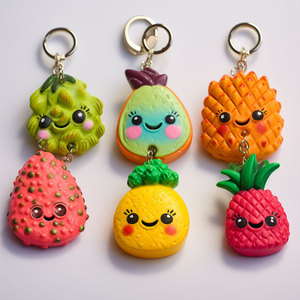 พวงกุญแจผลไม้การ์ตูน PVC รูปทรง 3 มิติ พกพาสะดวก - Product Image 1