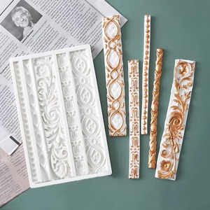 Paquete de 3 Moldes de Silicona Barrocos con Borde Ondulado, Moldes para Fondant, Moldes para Arcilla, Decoración para Pasteles de Boda y Cumpleaños - Product Image 5