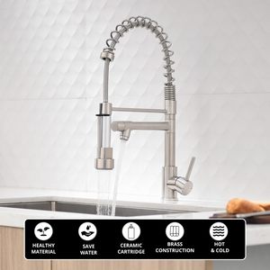 Đương Đại hai đầu linh hoạt nhà bếp Mixer áp lực cao nồi phụ với kéo phun vòi nước mùa xuân cho nhà bếp hiện đại - Product Image 4