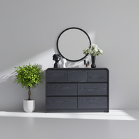 Commode moderne en panneaux de particules de 47 pouces avec 7 tiroirs, grande commode de rangement pour chambre à coucher et salon