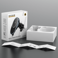 Chargeur magnétique sans fil bluetooth pour voiture avec rétractable pour Smartphone 15W pour qi avec câble rétractable Adaptateur de charge
