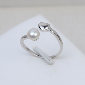 Anneau de princesse simple en forme de cœur ouvert en argent S925 fait à la main, accessoire de bricolage, anneau vide pour perle de 5 à 8 mm, anneaux de mode 2713 - Product Image 1