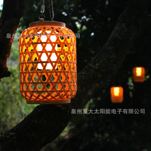Solar Garden <b>Light</b> Bamboo Hanging Lantern <b>Led</b> Outdoor Decorative <b>Light</b> <b>Sensor</b> Powered - Product Image 1