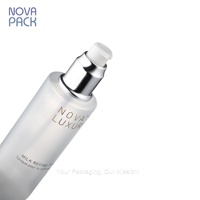 Bouteille en verre rose givré mat personnalisable de 80 ml, 100 ml, 120 ml, flacon pompe pour lotion cosmétique de 4 oz, pompe argentée brillante avec bouchon en aluminium