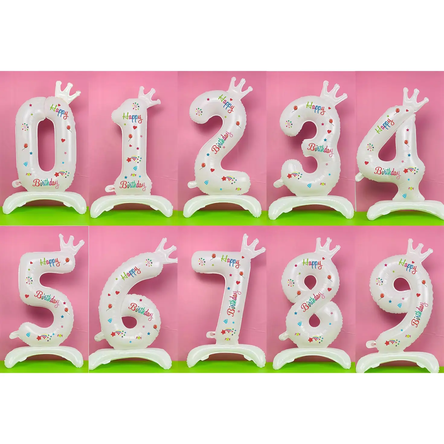 بالونات رقمي من القصدير ذاتية التثبيت بطول 32 بوصة تستخدم كزينة لحفلات الزفاف وأعياد الميلاد وحفلات استقبال المولود حديثًا