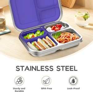 Custom Unique Sandwich Portable Microwave Leak Proof Bento <b>Lunch</b> <b>Box</b> 304 Stainless Steel 3 <b>Compartments</b> BPA Free Food Grade <b>Box</b> - Product Image 2