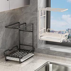 Estante para paños de cocina, colgante de pared, de acero, para fregadero, cesta de almacenamiento para encimera, tamaño L cuadrado - Product Image 3