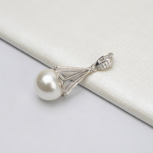 Colgante Grande de Plata S925 con Perla de 13-14 mm, Diseño de Sombrero Hueco, Accesorios para Manualidades, Soporte para Mujer, Componentes de Joyería Tide 754 - Product Image 1