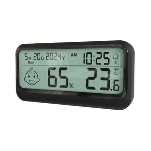 Đa chức năng nhựa nhà nhiệt độ và độ ẩm mét ngày & thời gian đồng hồ báo thức với cao/thấp Fahrenheit đèn nền phổ - Product Image 4