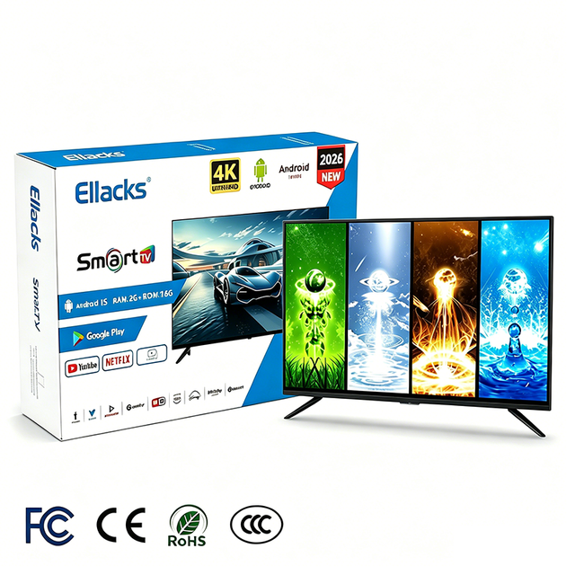 2026 New Hot Selling 55 Inch Frameless 4K Smart TV UHD Ultra-thin QLED Android LED LCD Television for Home Streaming & Gaming