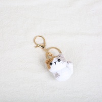 Gantungan Kunci Rajutan Tangan Kucing Calico Lucu, Hiasan Tas Ransel, Liontin Boneka Hewan Kreatif, Gantungan Kunci Rajut Benang