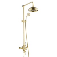Mitigeur thermostatique apparent en laiton chromé Classic Bathrooms avec kit de douche à tête fixe et douchette téléphonique en céramique