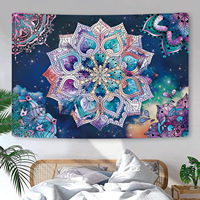 Tapisserie murale en polyester Mandala, légère et facile à accrocher, décoration murale artistique pour dortoir, OEM ODM, lavage à la main