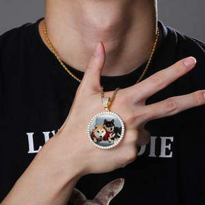 Nouveaux Colliers Médaillons Personnalisés Zircon Cubique Effet Glacé pour Photos, Chaînes Cordon Bijoux Cadeaux Pendentif Collier <span class=keywords><strong>Photo</strong></span> - Product Image 3