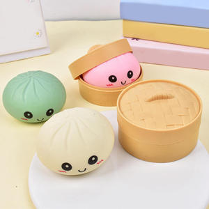 Kawaii Dumpling Stress Balls <b>Fidget</b> Sensory Squeeze Dough Ball Stress Relief Hand Toy Bun with Food Steamer Stretchy Adults Toys - Product Image 6