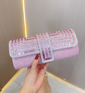 Borsa pochette di strass di lusso da <span class=keywords><strong>sera</strong></span> in cristallo da donna borse da sposa con pochette da <span class=keywords><strong>sera</strong></span> borse lunghe con diamanti da festa per donna - Product Image 3