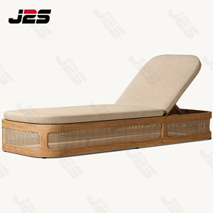 Chaise longue <span class=keywords><strong>de</strong></span> luxe moderne ergonomique à cadre incurvé pour l'extérieur, en teck, avec dossier réglable, coussin imperméable, garantie 5-8 ans - Product Image 2