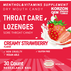 नीम स्वस्थ गले में खराश खांसी की सूजन कार्यात्मक चीनी मुक्त यूकेलिप्टस क्रीम स्ट्रॉबेरी स्वाद हार्ड कैंडी खांसी की बूंदें - Product Image 2