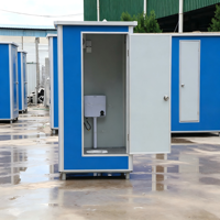 Unité de toilettes préfabriquée d'extérieur en acier coloré, mobile, avec douche intégrée