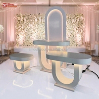 Décorations pour événements festifs : Socle moderne en acrylique blanc, couleur personnalisée, pour table de mariage, gâteaux et desserts