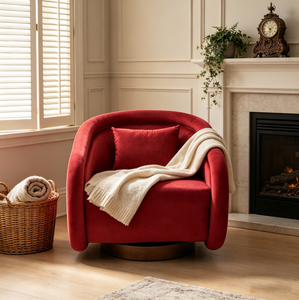 Poltrona Girevole Moderna in Velluto, Sedia Imbottita a Forma di Zucca con Base in Legno Massello per <span class=keywords><strong>Soggiorno</strong></span>, Camera da Letto e <span class=keywords><strong>Salotto</strong></span> - Product Image 2