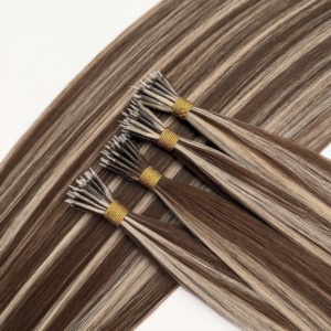 Virgin Human Hair Nano <b>Ring</b> Hair Extensions Wholesale Russian Nano <b>Ring</b> Extensions Raw Hair for Salon European Blond Ombre 1b - Product Image 2