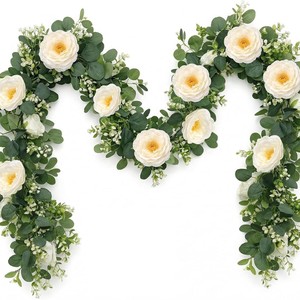 Miaomiao Artificial Rose Vine 6ft Eucalyptus Greenery Wedding Garland <b>Decor</b> For Home <b>Wall</b> Hanging - Product Image 1
