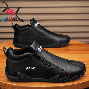 Bottes de moto et de skateboard montantes pour hommes, style britannique, durables, antidérapantes, décontractées, noires, collection 2025 - Product Image 5