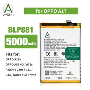 แบตเตอรี่โทรศัพท์มือถือ aydou สำหรับ BLP881 <span class=keywords><strong>OPPO</strong></span> A17/A12/A15/A31/A53 5000mAh อะไหล่<span class=keywords><strong>2021</strong></span>เซลล์สีดำ - Product Image 2