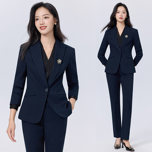 Women's Professional <b>Wool</b> Blend Suit Autumn Winter Hotel Manager Uniform Commute Workwear Elegant Office Attire - Product Image 1