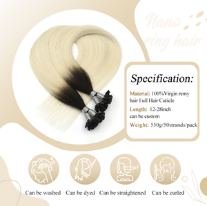 Extensions de cheveux Remy vierges à cuticules alignées, pointes plates, pré-collées à la kératine, cheveux humains lisses, pour usage professionnel en salon. - Product Image 5