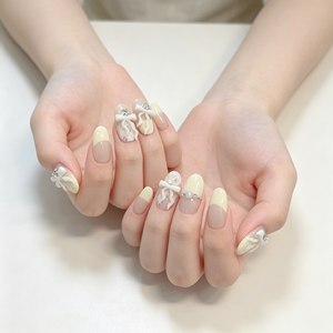 Uñas Postizas 3D <span class=keywords><strong>con</strong></span> Punta Francesa en Forma Ovalada, <span class=keywords><strong>con</strong></span> Perlas, Diamantes de Imitación y Efecto Mármol, Juego de 24 Piezas, Venta al Por Mayor - Product Image 2