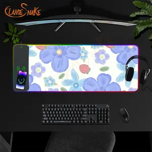 FLAME SNAKE Mini Floral Print Multifunction Wireless Charging Mouse Pad , Custom Wireless Charging Mouse Pad