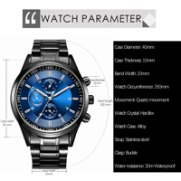 Jam Tangan Pria OEM Baru Mewah Tali Baja Anti Karat Diameter 40mm Quartz Kalender Tahan Air Bisnis Fashion Tampilan Sederhana