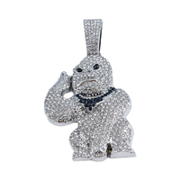 PD3111 Plaqué Or Bouledogue Pendentif Strass Incrustation Diamant Pierre Principale Lien Chaîne Animaux Accessoires Dominateur pour les Fêtes