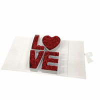 Boîte à fleurs rectangulaire à double porte LOVE Letter, boîte à chocolat, emballage cadeau romantique pour la Saint-Valentin