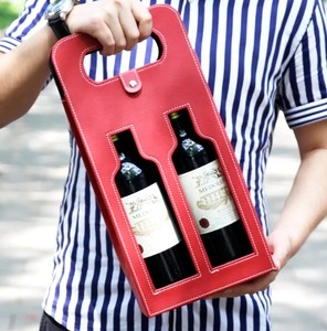 Sac isotherme 2 pièces en cuir PU de qualité supérieure pour bouteilles de bière et de vin, avec support ajouré, sac de transport extérieur, sacs à main, logo personnalisé - Product Image 5
